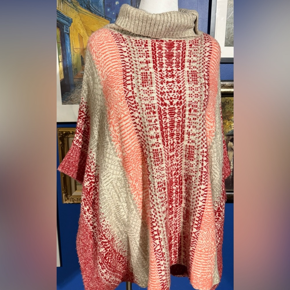Caslon Red and Cream Cowl Neck Tunic